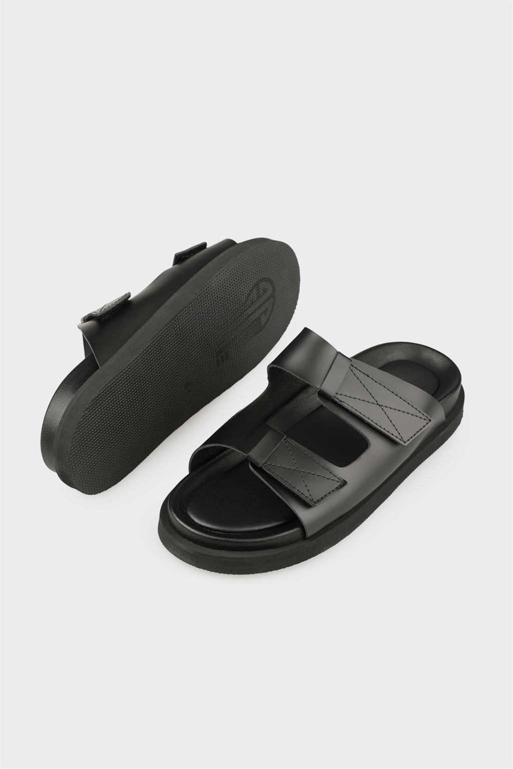 Black Leather Men's Mule
