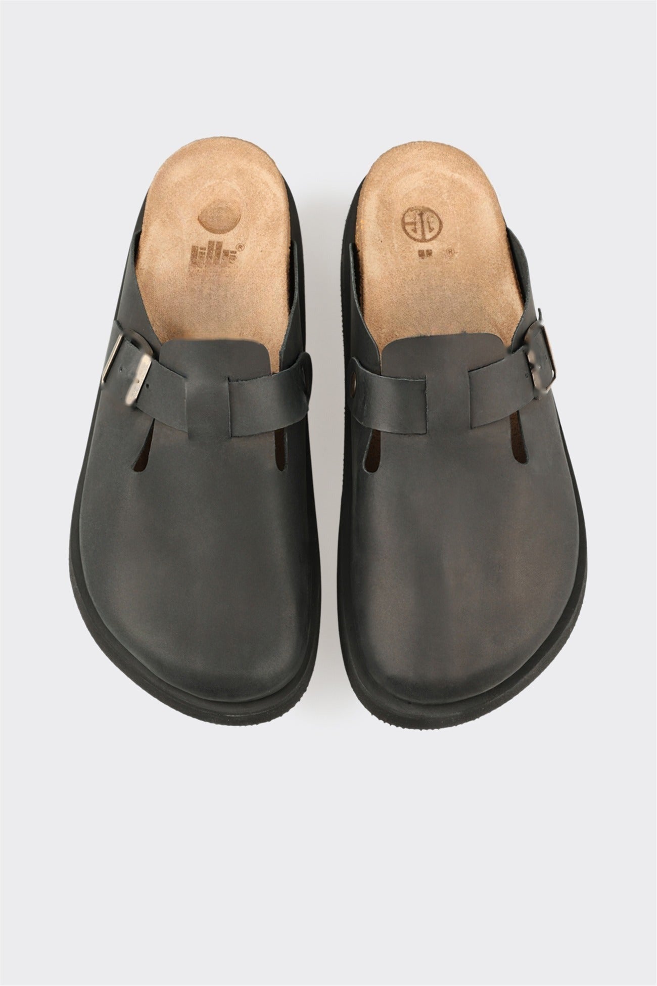 Black Leather Men's Mule