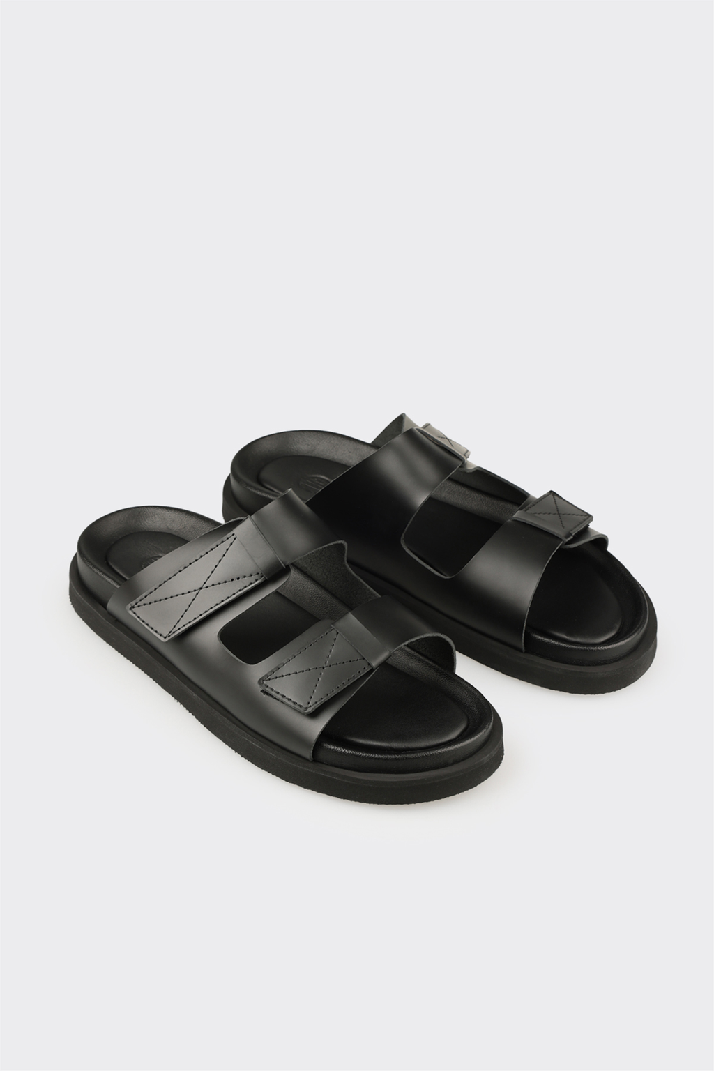 Black Leather Men's Mule