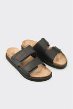 Black Leather Men's Mule