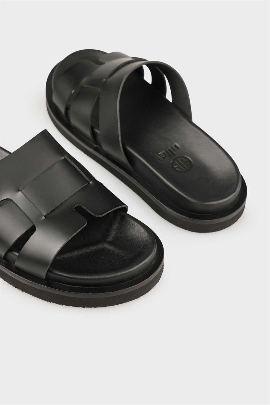 Black Leather Men's Mule
