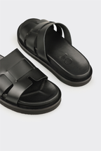 Black Leather Men's Mule