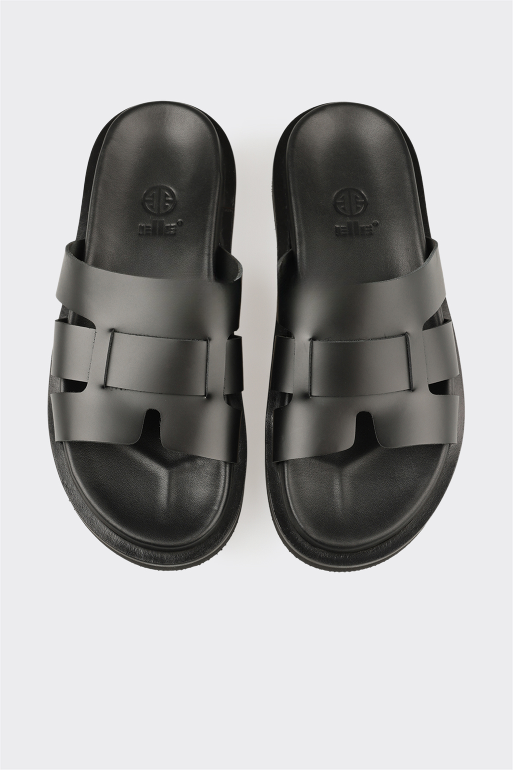 Black Leather Men's Mule