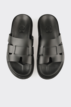 Black Leather Men's Mule