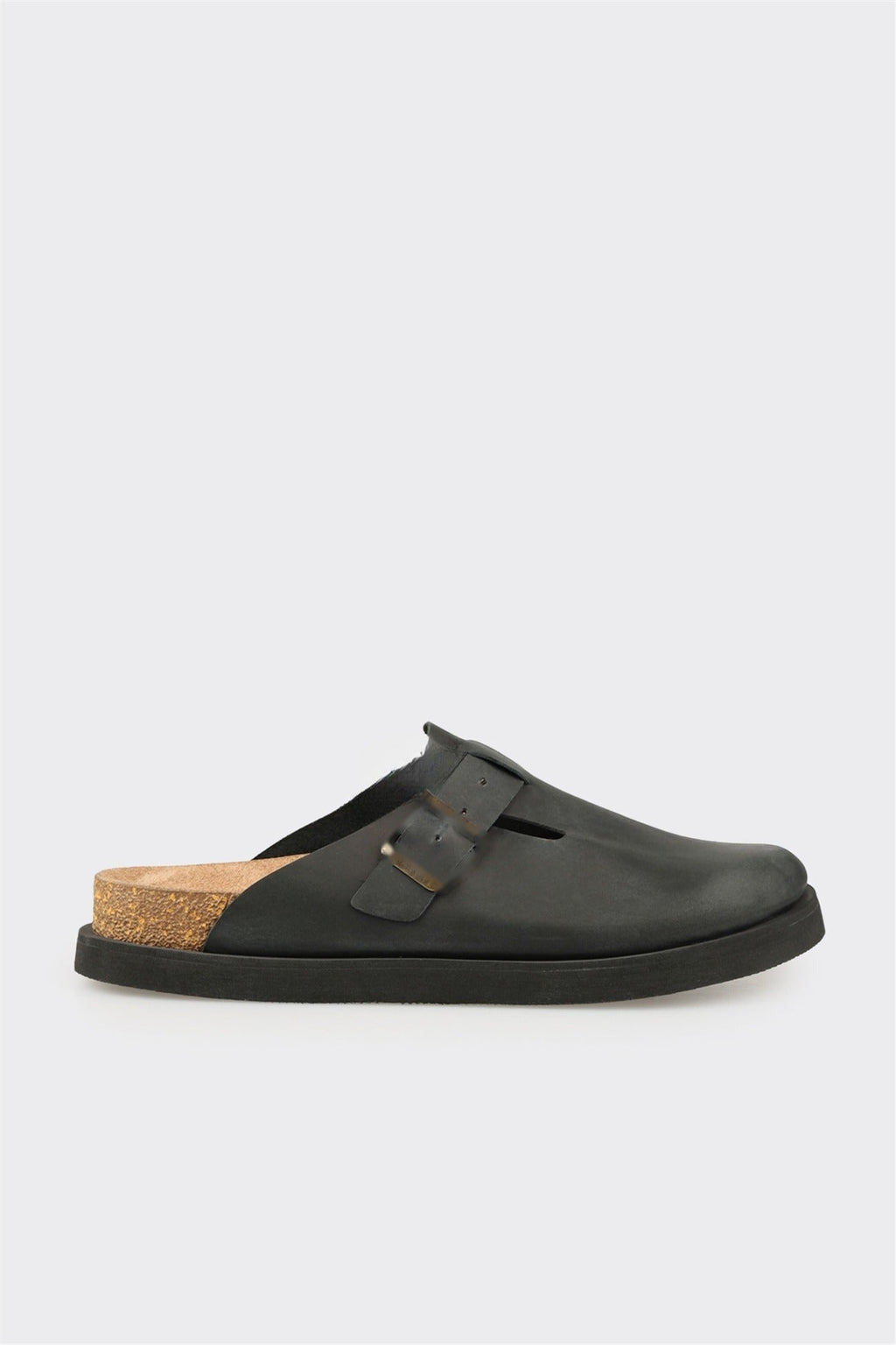 Black Leather Men's Mule