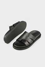 Black Leather Men's Mule