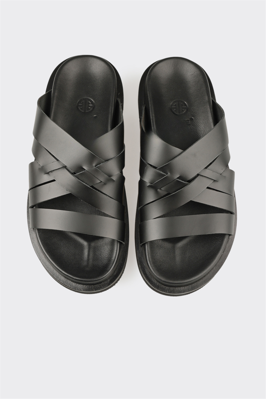Black Leather Men's Mule