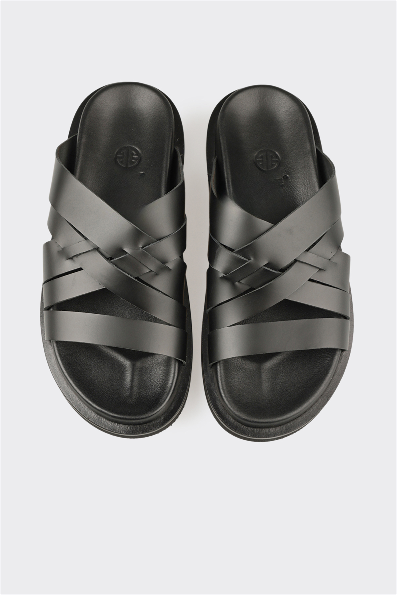 Black Leather Men's Mule