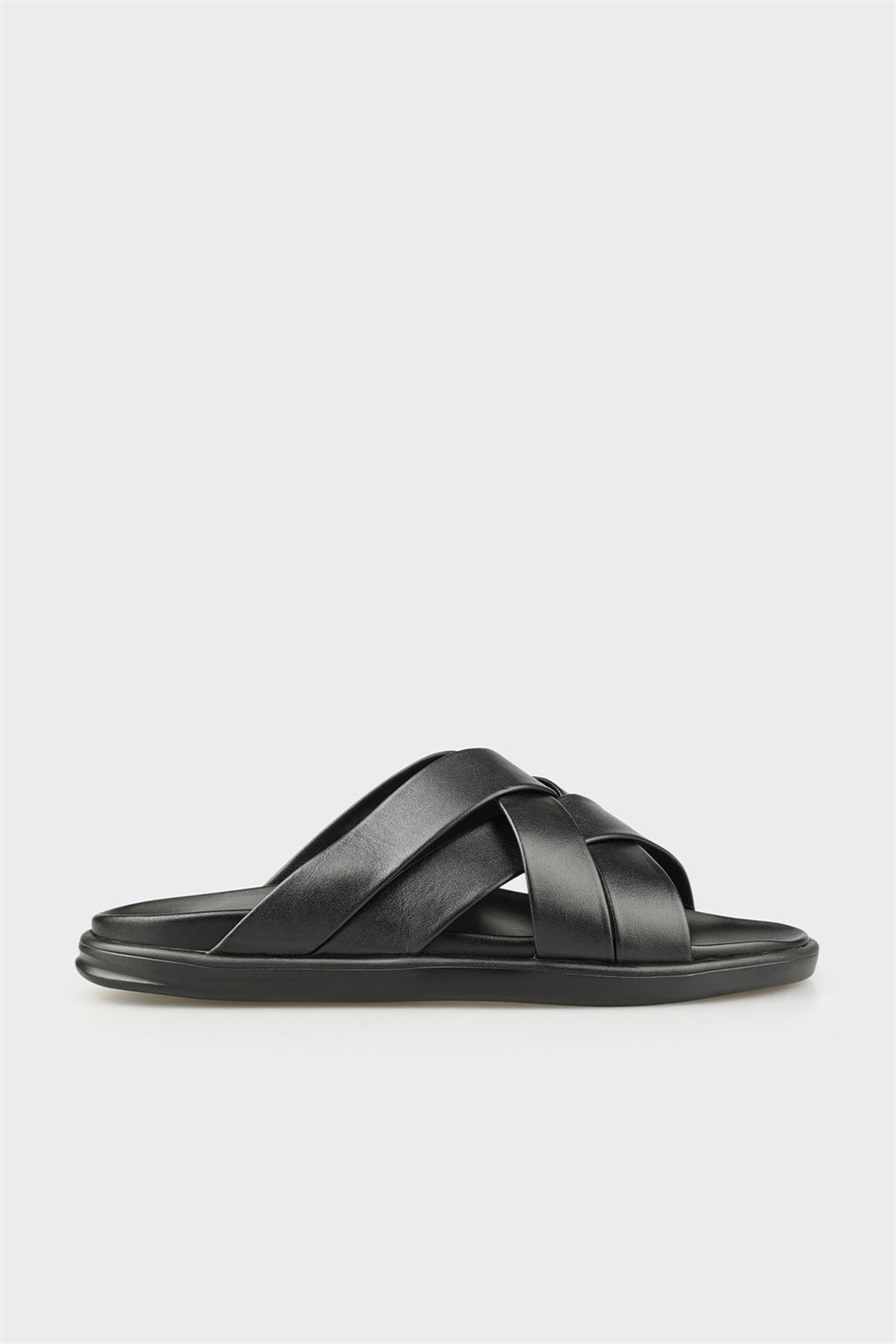 Black Leather Men's Mule