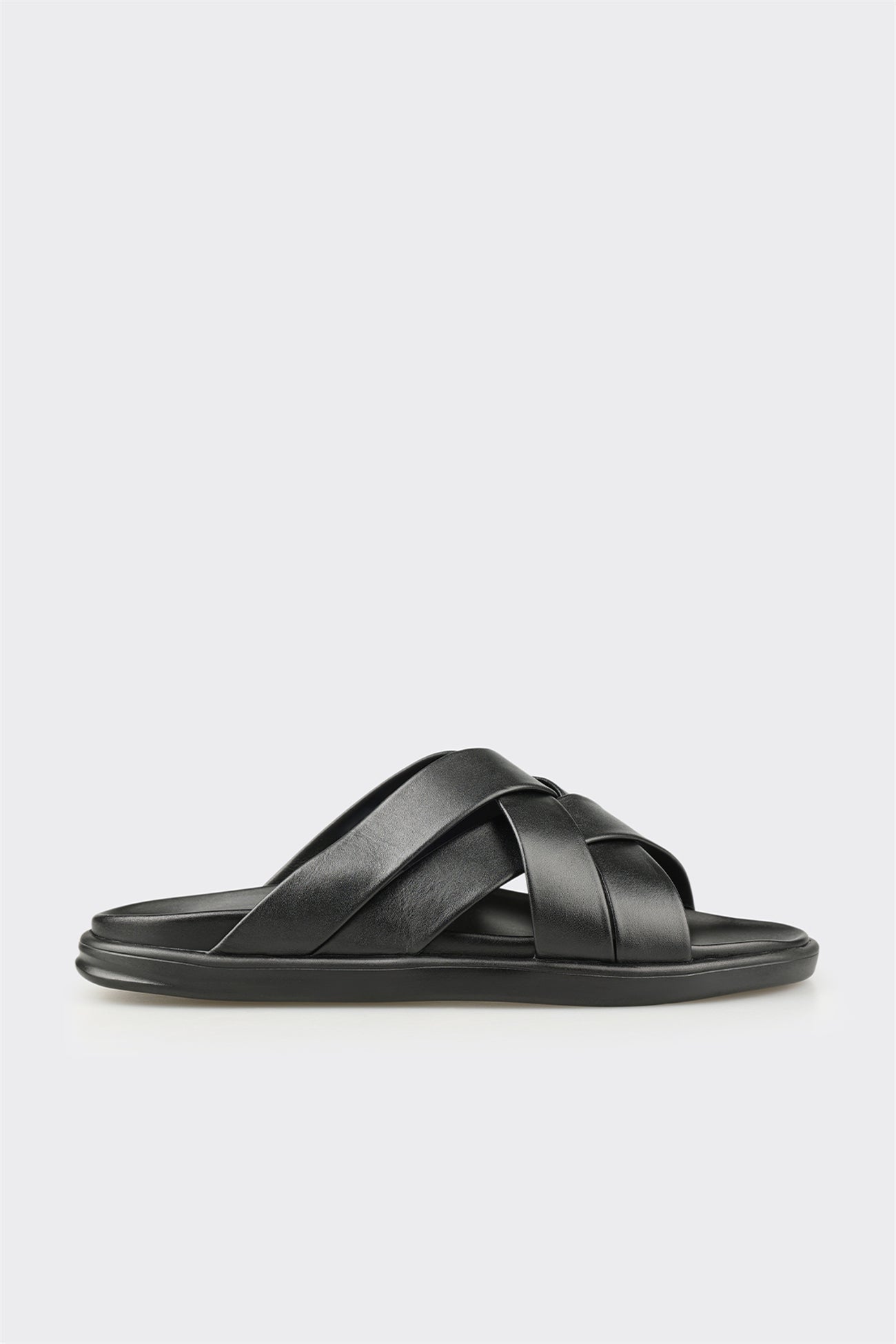 Black Leather Men's Mule
