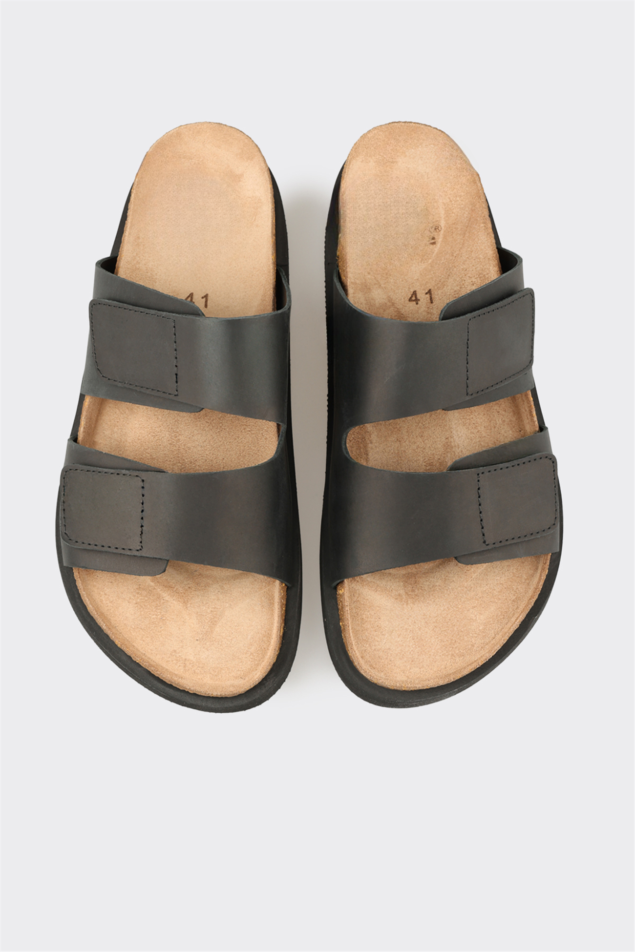 Black Leather Men's Mule