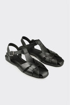 Black Leather Women's Casual Shoe
