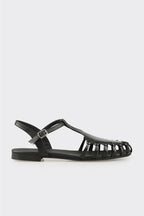 Black Leather Women's Casual Shoe