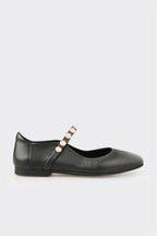 Black Leather Women's Casual Shoe