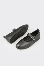 Black Leather Women's Casual Shoe