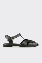 Black Leather Women's Casual Shoe