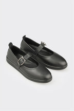Black Leather Women's Casual Shoe