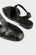 Black Leather Women's Casual Shoe