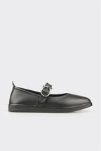 Black Leather Women's Casual Shoe