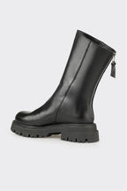 Black Leather Women's Casual Boot
