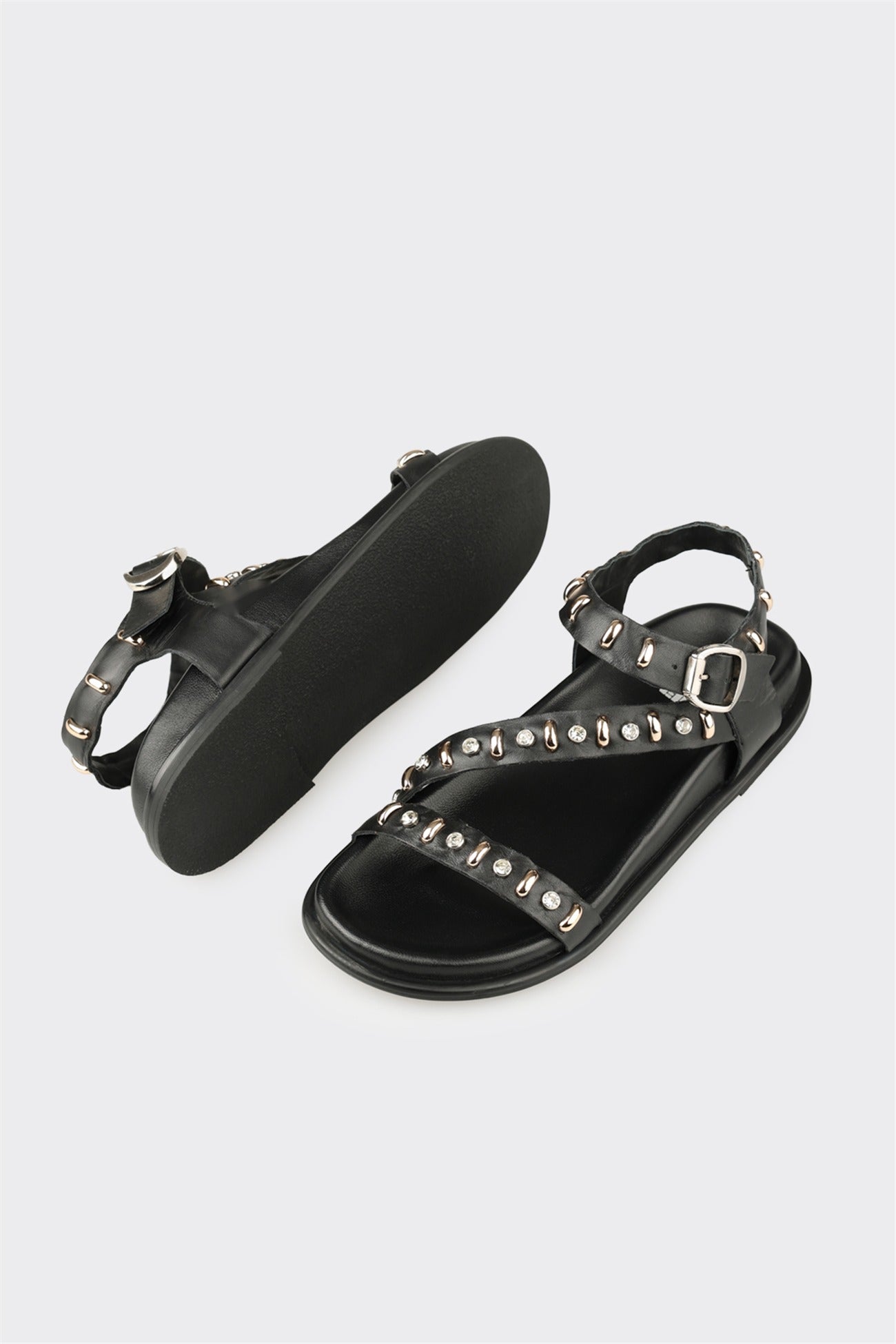 Black Leather Women's Sandal