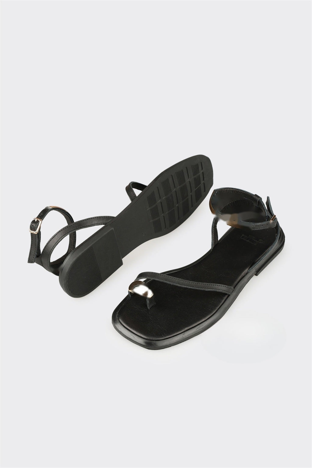 Black Leather Women's Sandal
