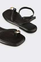 Black Leather Women's Sandal