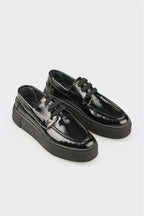 Black Leather Women's Sneaker