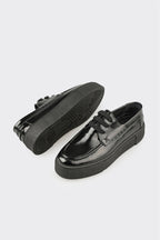 Black Leather Women's Sneaker