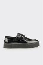 Black Leather Women's Sneaker
