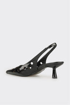 Black Leather Women's Heeled Shoe