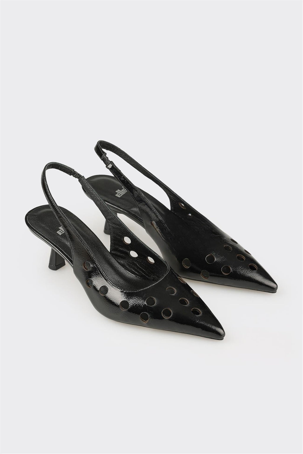 Black Leather Women's Heeled Shoe