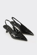 Black Leather Women's Heeled Shoe