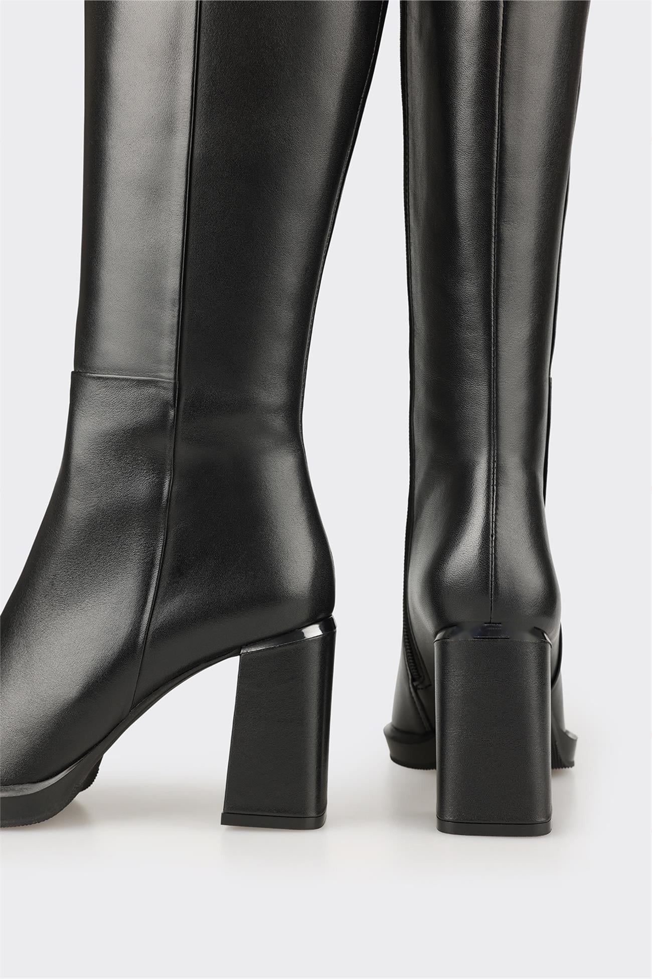 Black Leather Women's Heellu Tall Boot