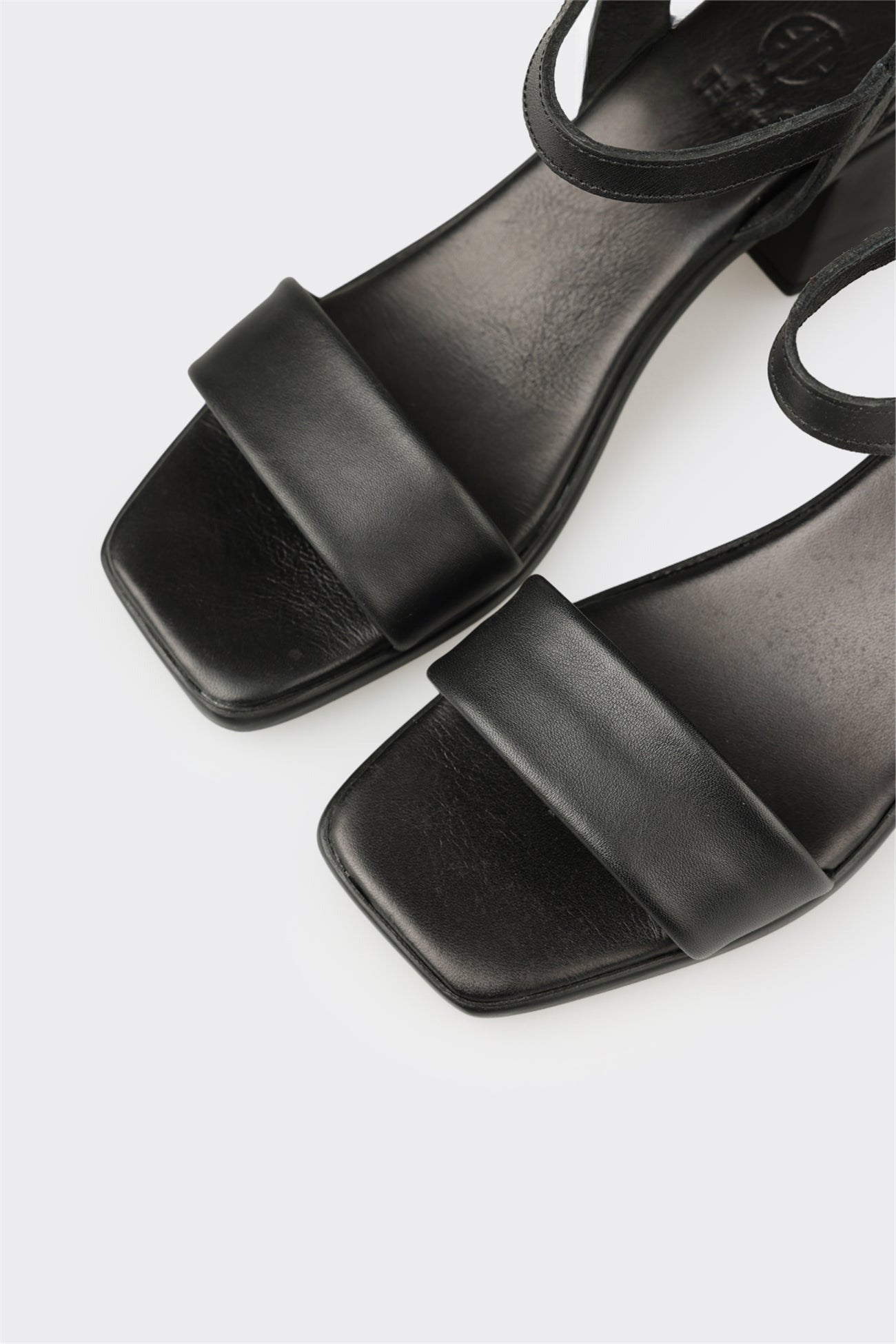 Black Leather Women's Heeled Sandal