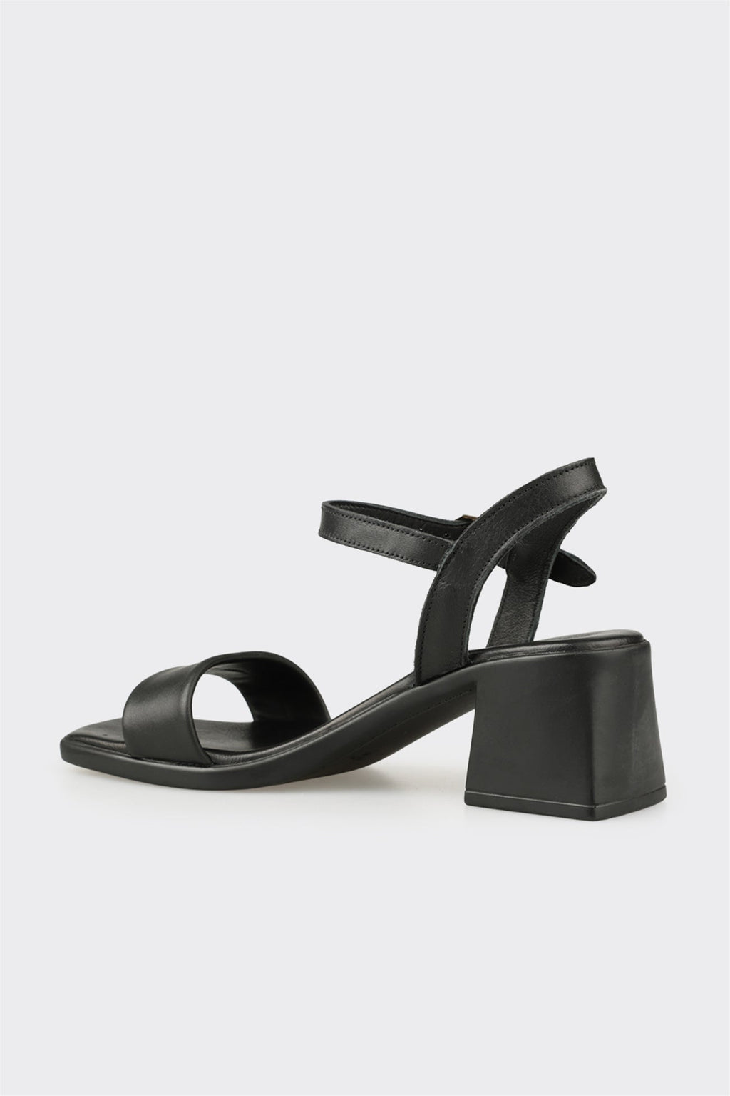 Black Leather Women's Heeled Sandal
