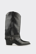 Black Leather Women's Western Tall Boot