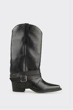 Black Leather Women's Western Tall Boot
