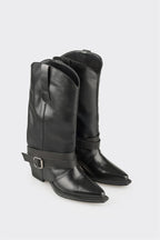 Black Leather Women's Western Tall Boot