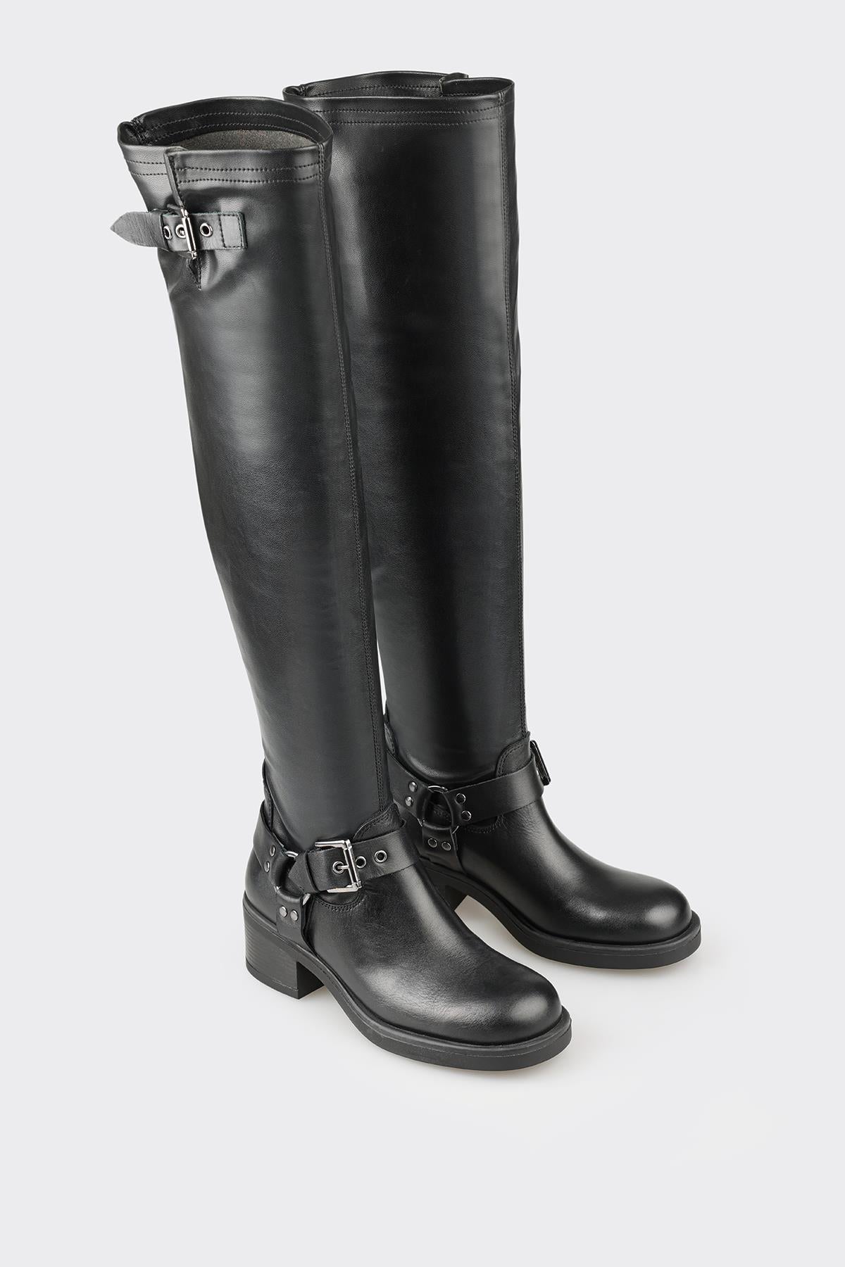 Black Women's Flat Tall Boot