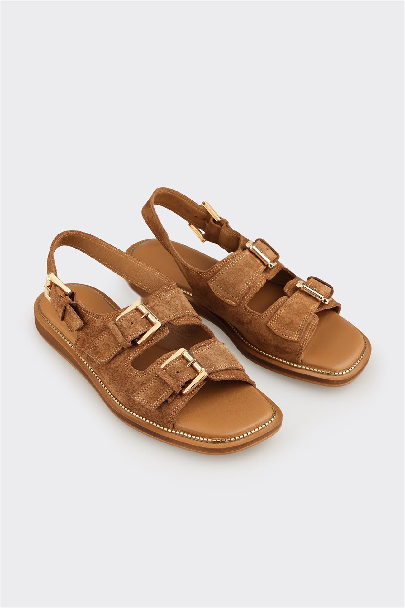 Tan Leather Women's Flat Sandal