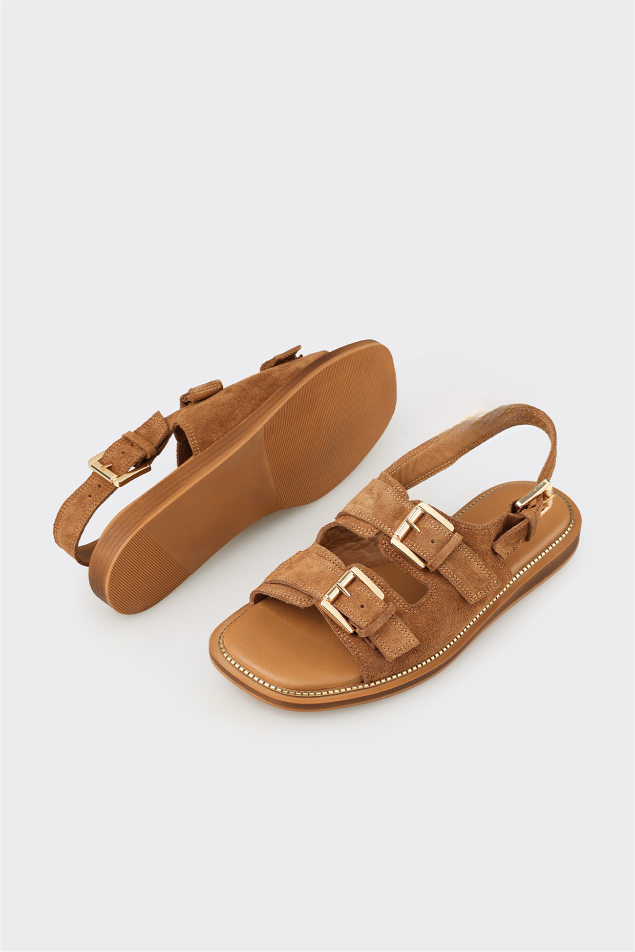Tan Leather Women's Flat Sandal