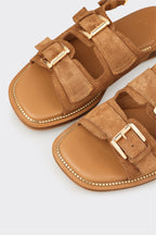 Tan Leather Women's Flat Sandal