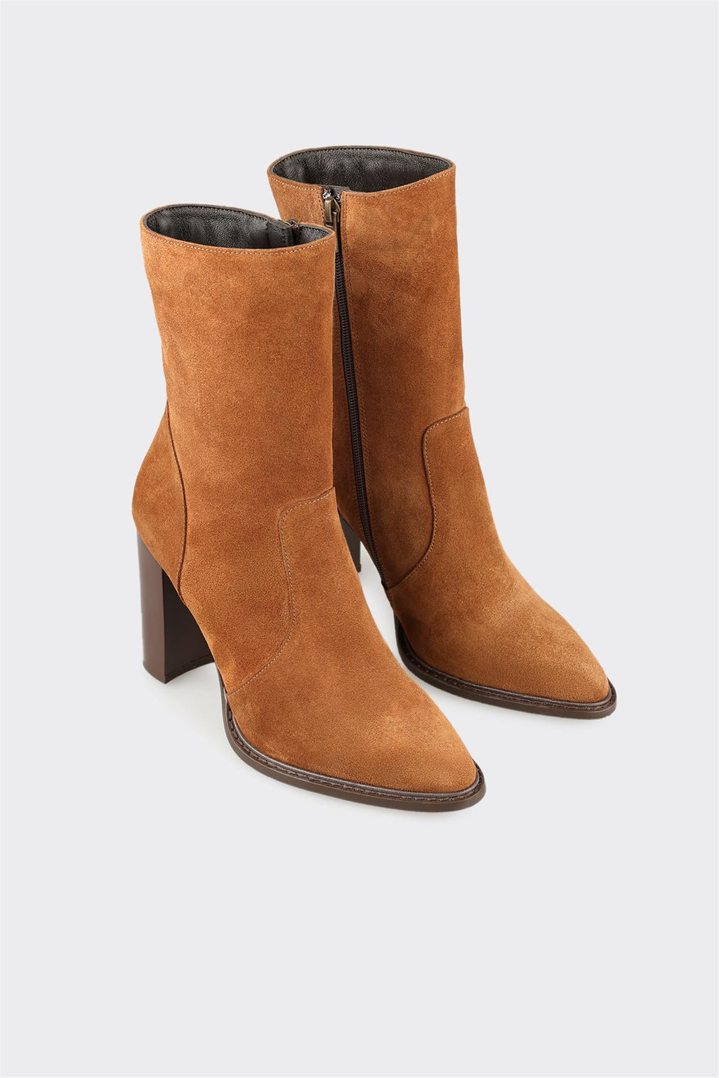 Tan Leather Women's High Heel Boot