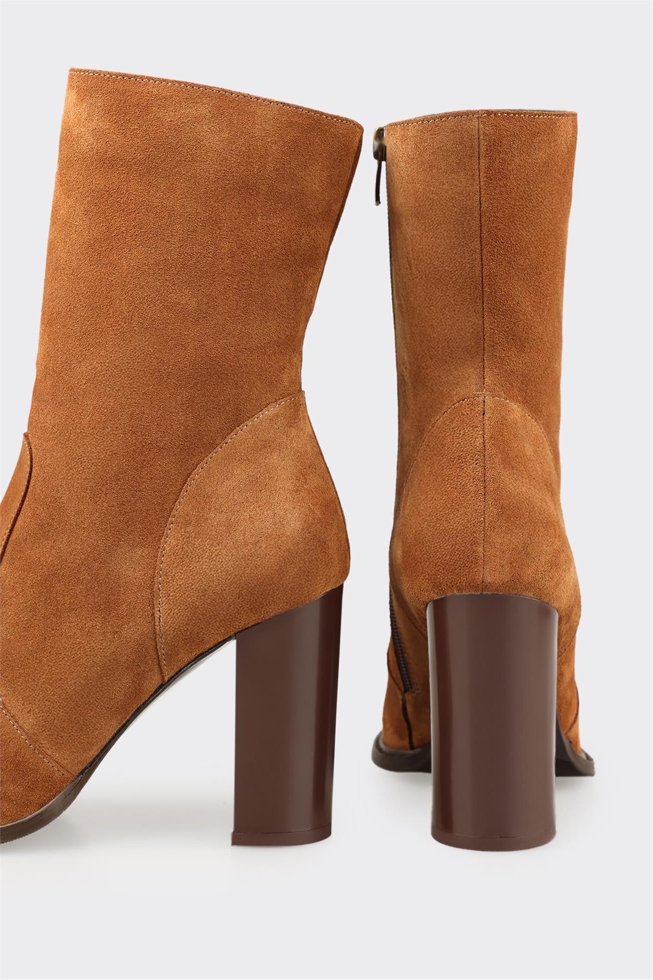 Tan Leather Women's High Heel Boot