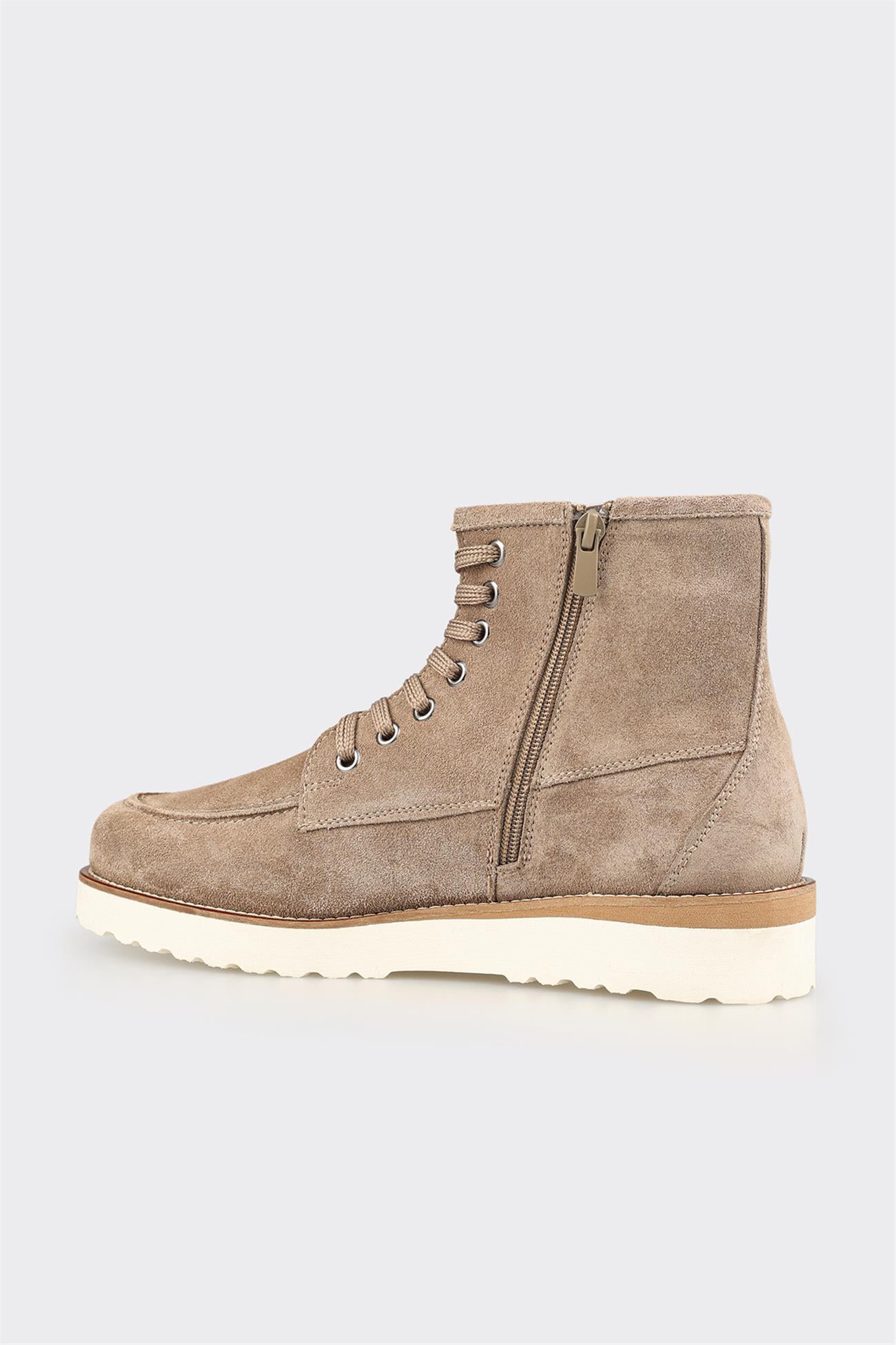 Taupe Leather Men's Casual Boot