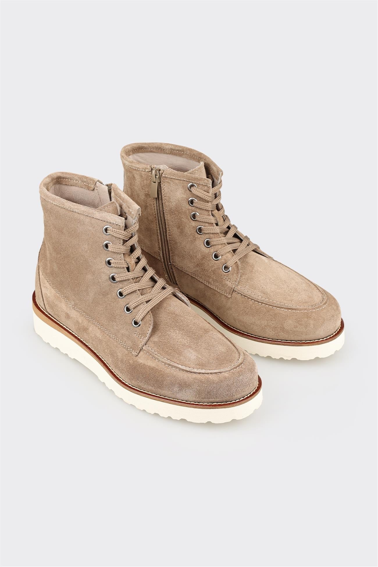 Taupe Leather Men's Casual Boot