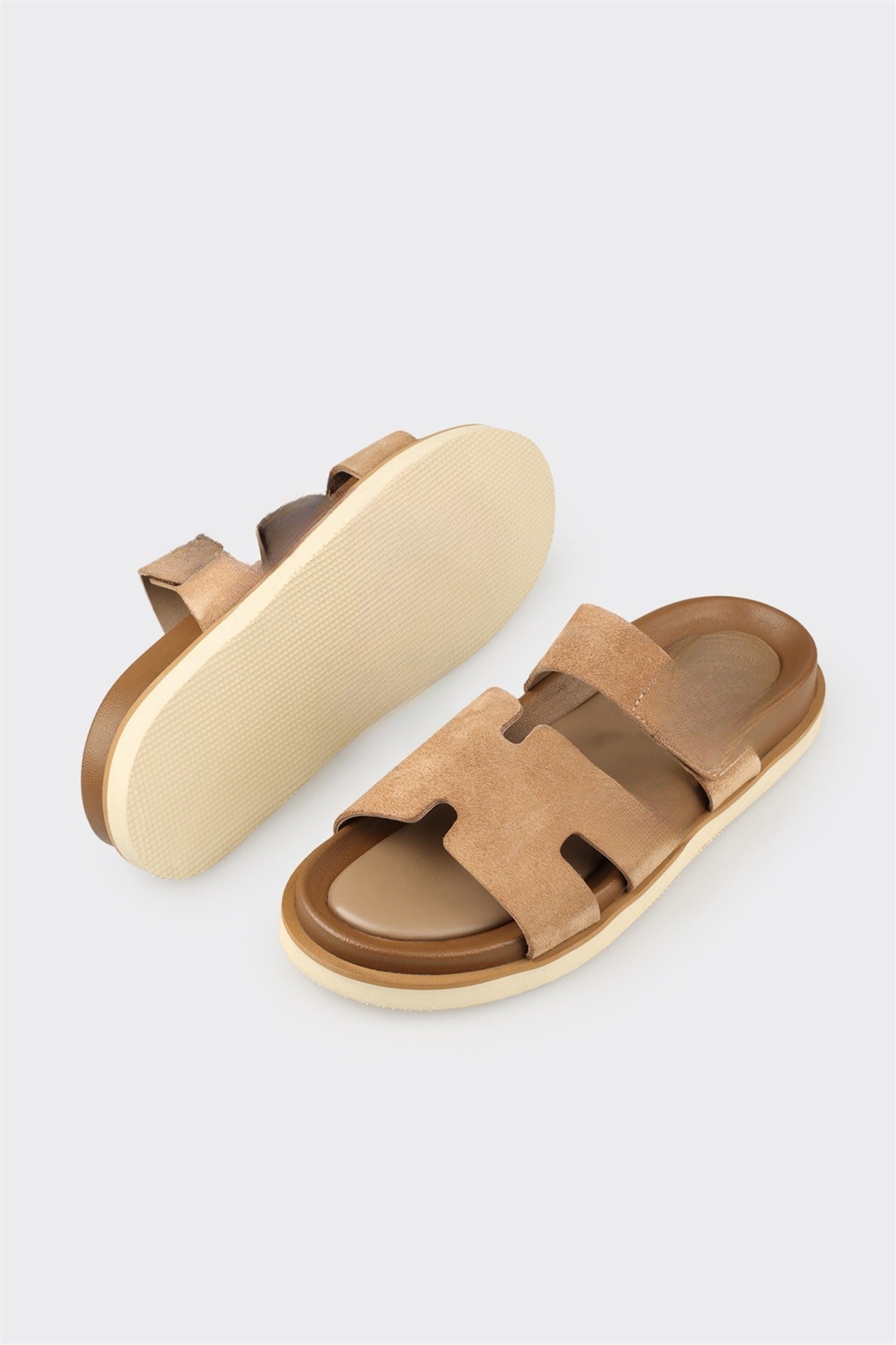 Taupe Leather Men's Casual Mule