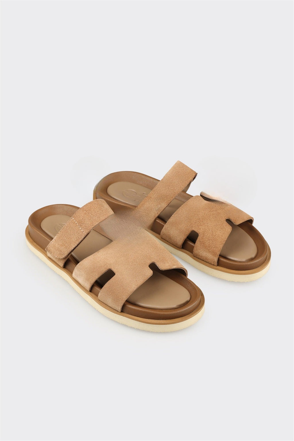 Taupe Leather Men's Casual Mule