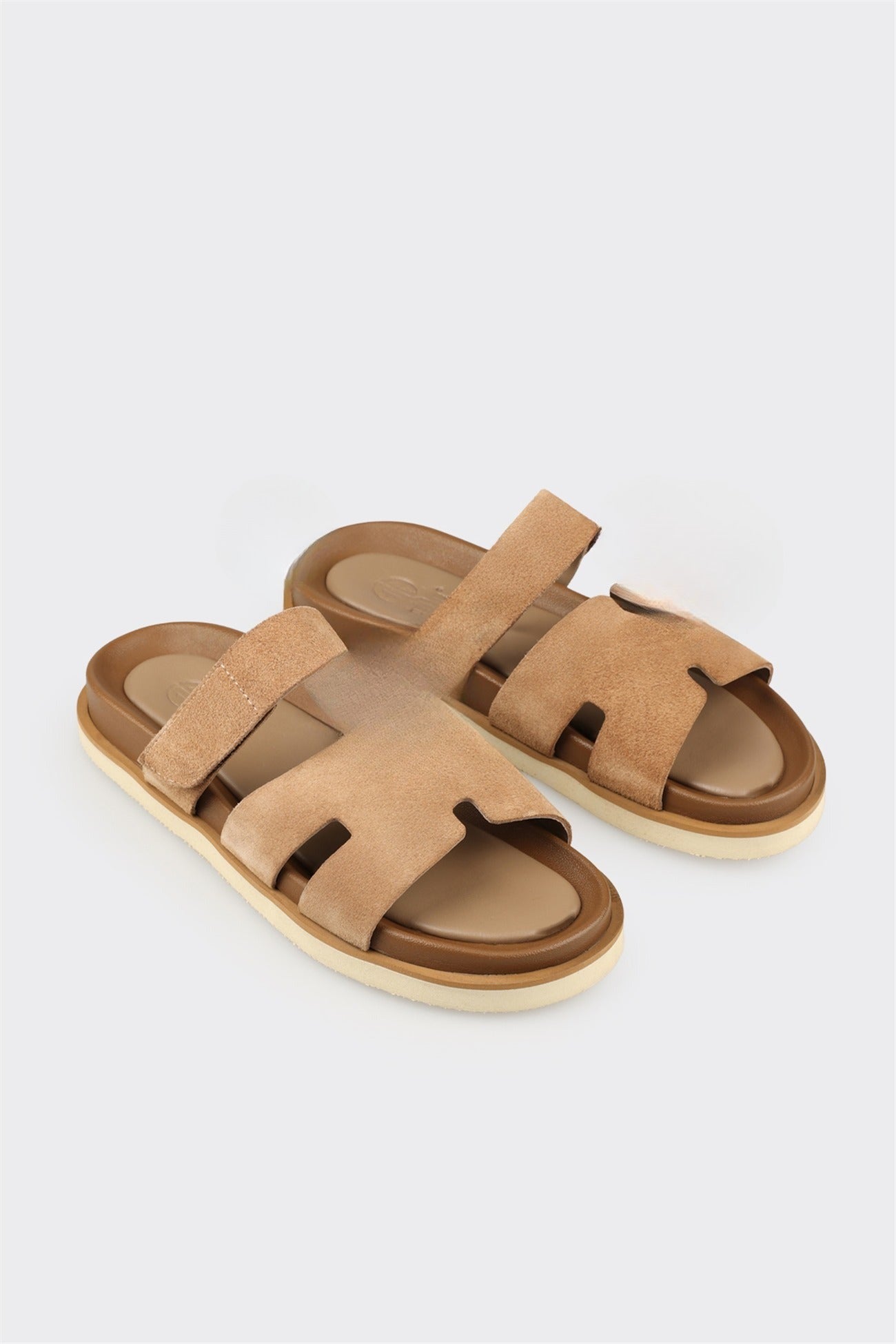 Taupe Leather Men's Casual Mule